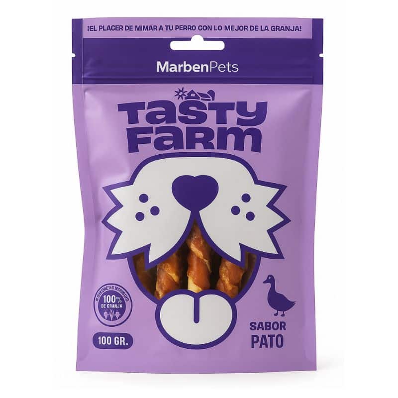 Snack para Perros Tasty Farm Palitos de Carnaza con Carne de Pato 100g